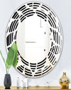 Monochrome Geometric Pattern XII - Modern Round or Oval Wall Mirror - Wave