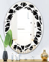 Monochrome Geometric Pattern XII - Modern Round or Oval Wall Mirror - Leaves