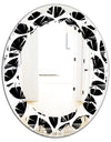 Monochrome Geometric Pattern XII - Modern Round or Oval Wall Mirror - Leaves