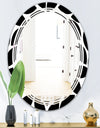 Monochrome Geometric Pattern XII - Modern Round or Oval Wall Mirror - Triple C