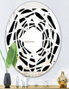 Monochrome Geometric Pattern XII - Modern Round or Oval Wall Mirror - Whirl