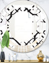 Monochrome Geometric Pattern III - Modern Round or Oval Wall Mirror - Space