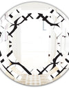Monochrome Geometric Pattern III - Modern Round or Oval Wall Mirror - Space