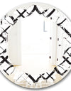 Monochrome Geometric Pattern III - Modern Round or Oval Wall Mirror - Leaves