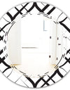 Monochrome Geometric Pattern III - Modern Round or Oval Wall Mirror - Triple C