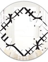 Monochrome Geometric Pattern III - Modern Round or Oval Wall Mirror - Quatrefoil