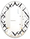 Monochrome Geometric Pattern III - Modern Round or Oval Wall Mirror - Leaves