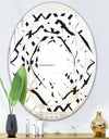 Monochrome Geometric Pattern III - Modern Round or Oval Wall Mirror - Whirl