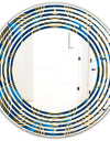 Geometric abstract waves in gold and marine blue - Modern Round or Oval Wall Mirror - Wave