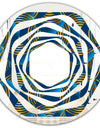 Geometric abstract waves in gold and marine blue - Modern Round or Oval Wall Mirror - Whirl