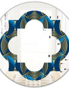 Geometric abstract waves in gold and marine blue - Modern Round or Oval Wall Mirror - Quatrefoil