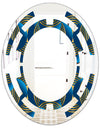 Geometric abstract waves in gold and marine blue - Modern Round or Oval Wall Mirror - Space
