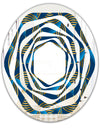Geometric abstract waves in gold and marine blue - Modern Round or Oval Wall Mirror - Whirl