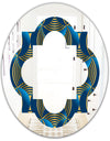 Geometric abstract waves in gold and marine blue - Modern Round or Oval Wall Mirror - Quatrefoil