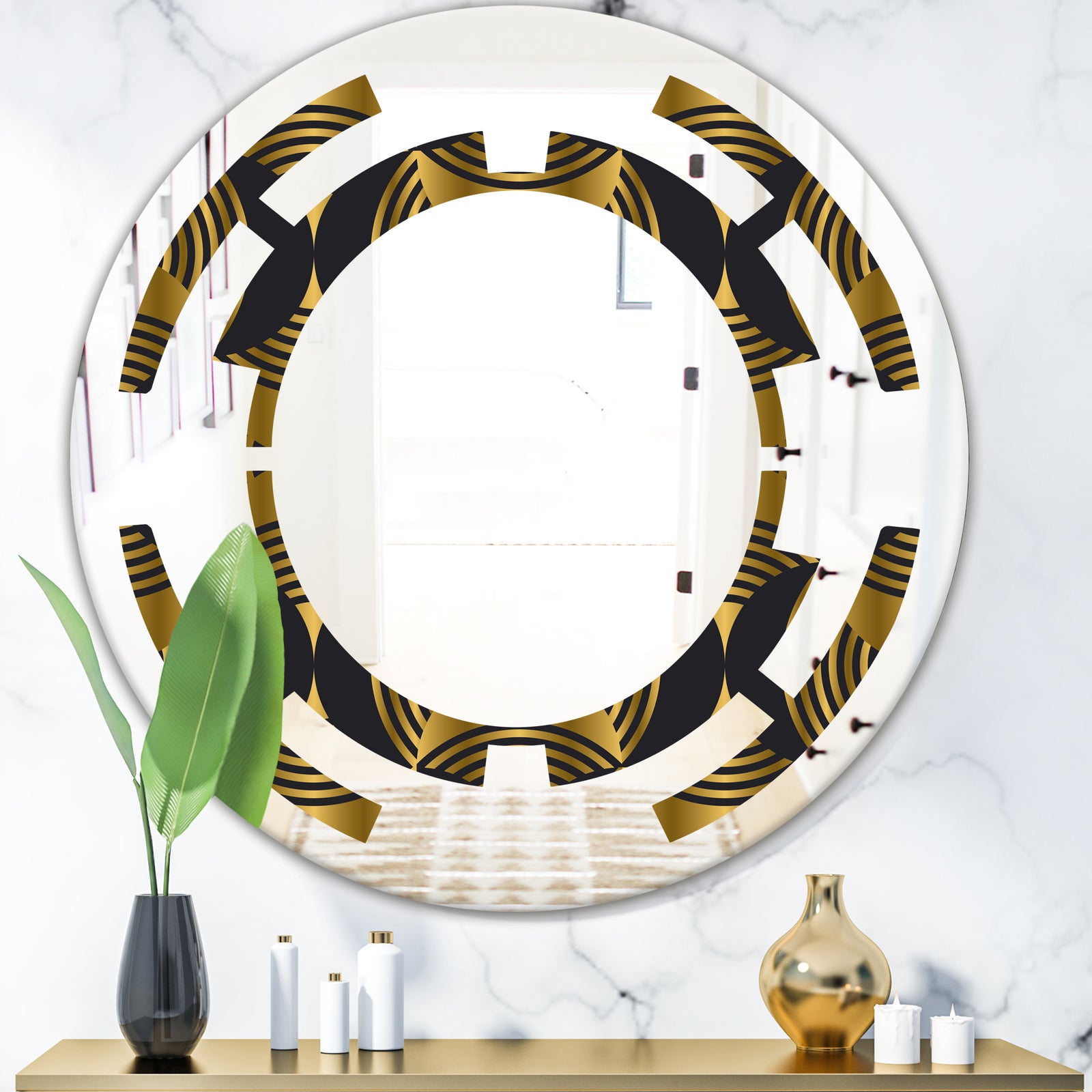 Art Deco style modern pattern - Modern Round or Oval Wall Mirror - Space