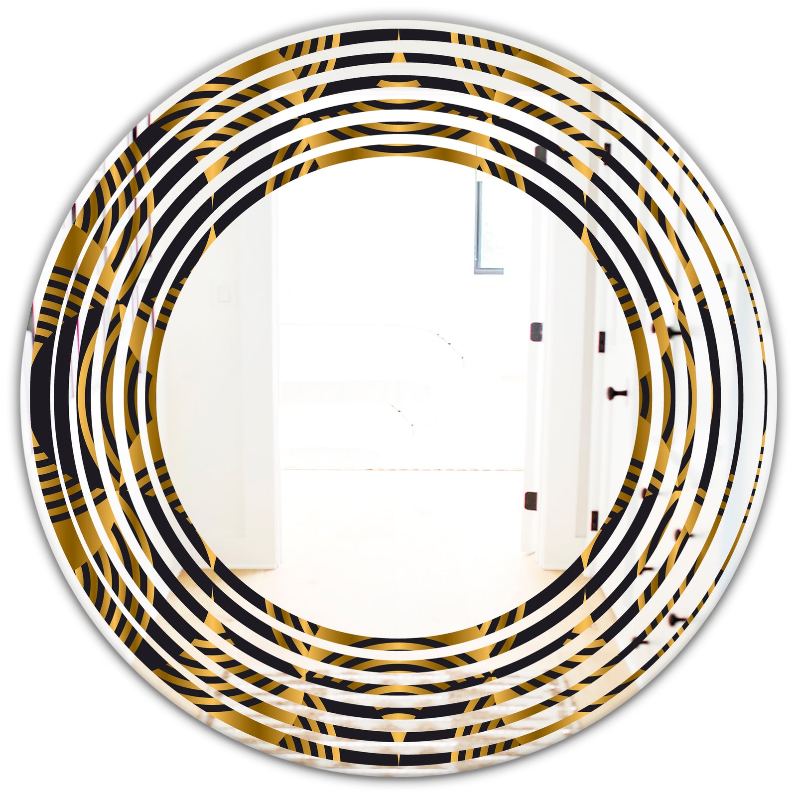 Art Deco style modern pattern - Modern Round or Oval Wall Mirror - Wave