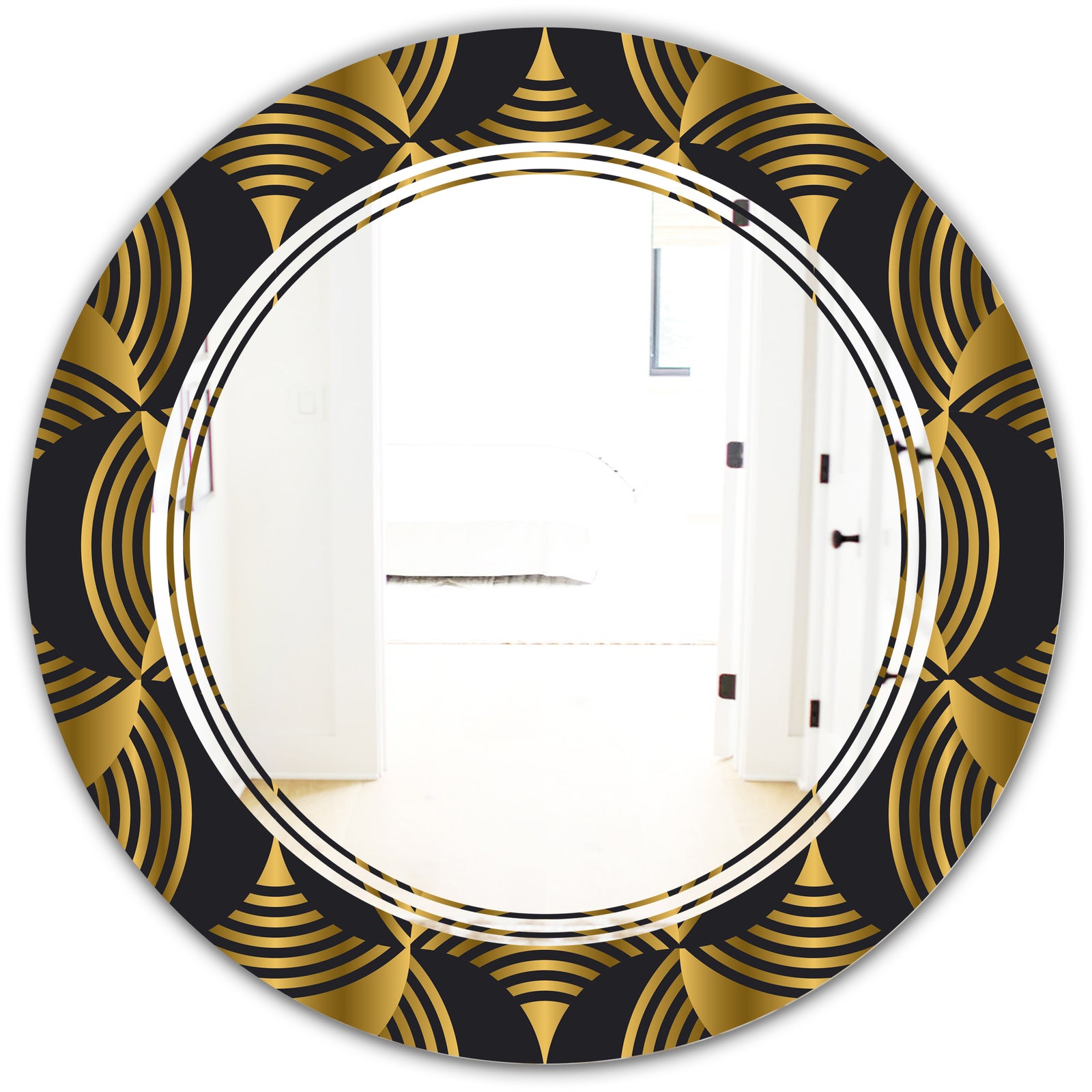 Art Deco style modern pattern - Modern Round or Oval Wall Mirror - Triple C