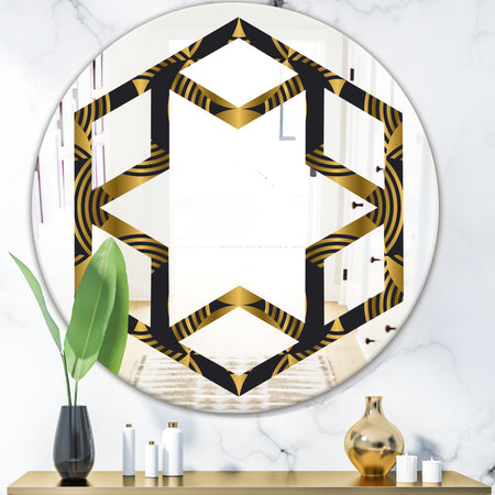 Art Deco style modern pattern - Modern Round or Oval Wall Mirror - Hexagon Star