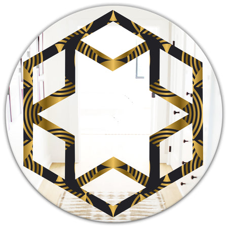 Art Deco style modern pattern - Modern Round or Oval Wall Mirror - Hexagon Star