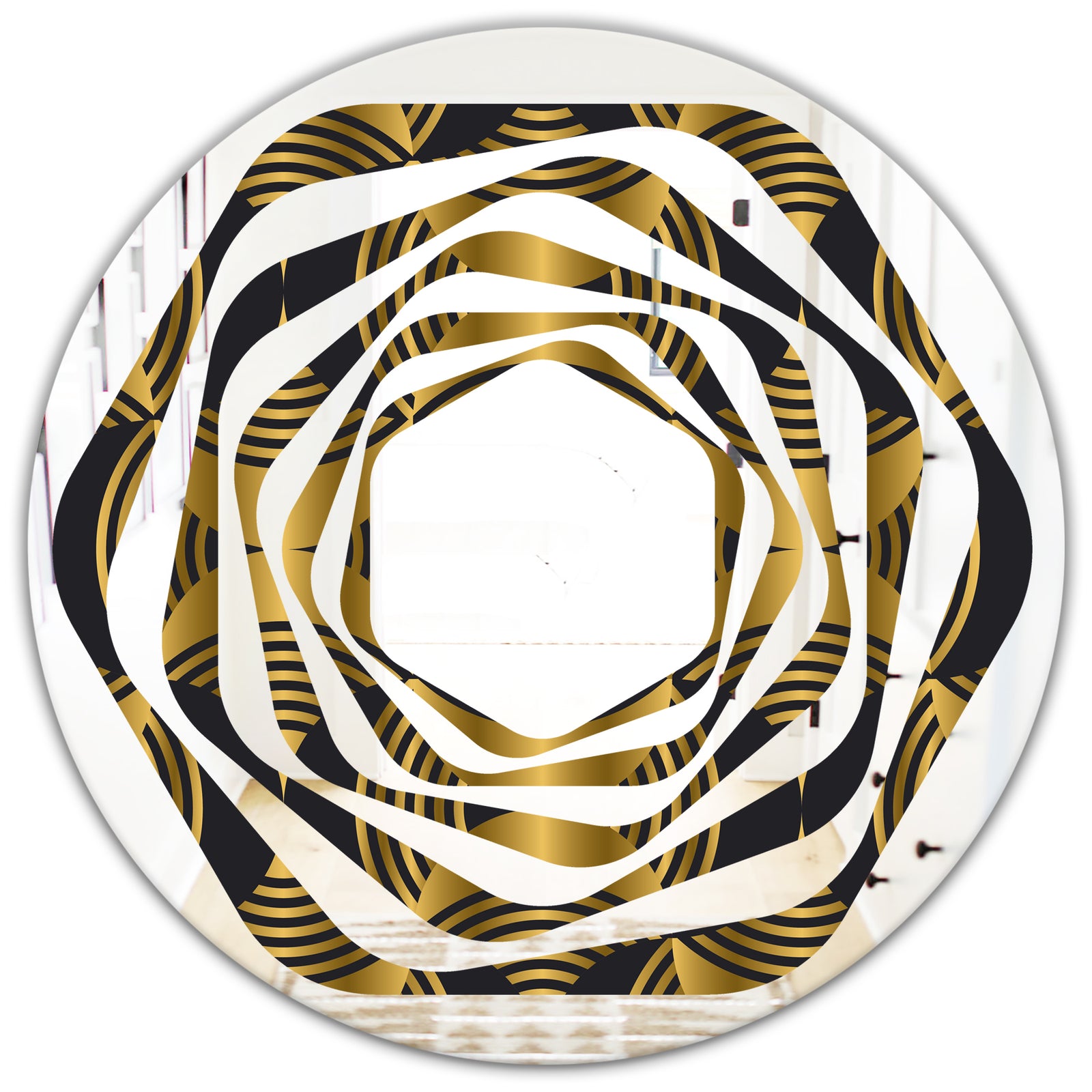 Art Deco style modern pattern - Modern Round or Oval Wall Mirror - Whirl