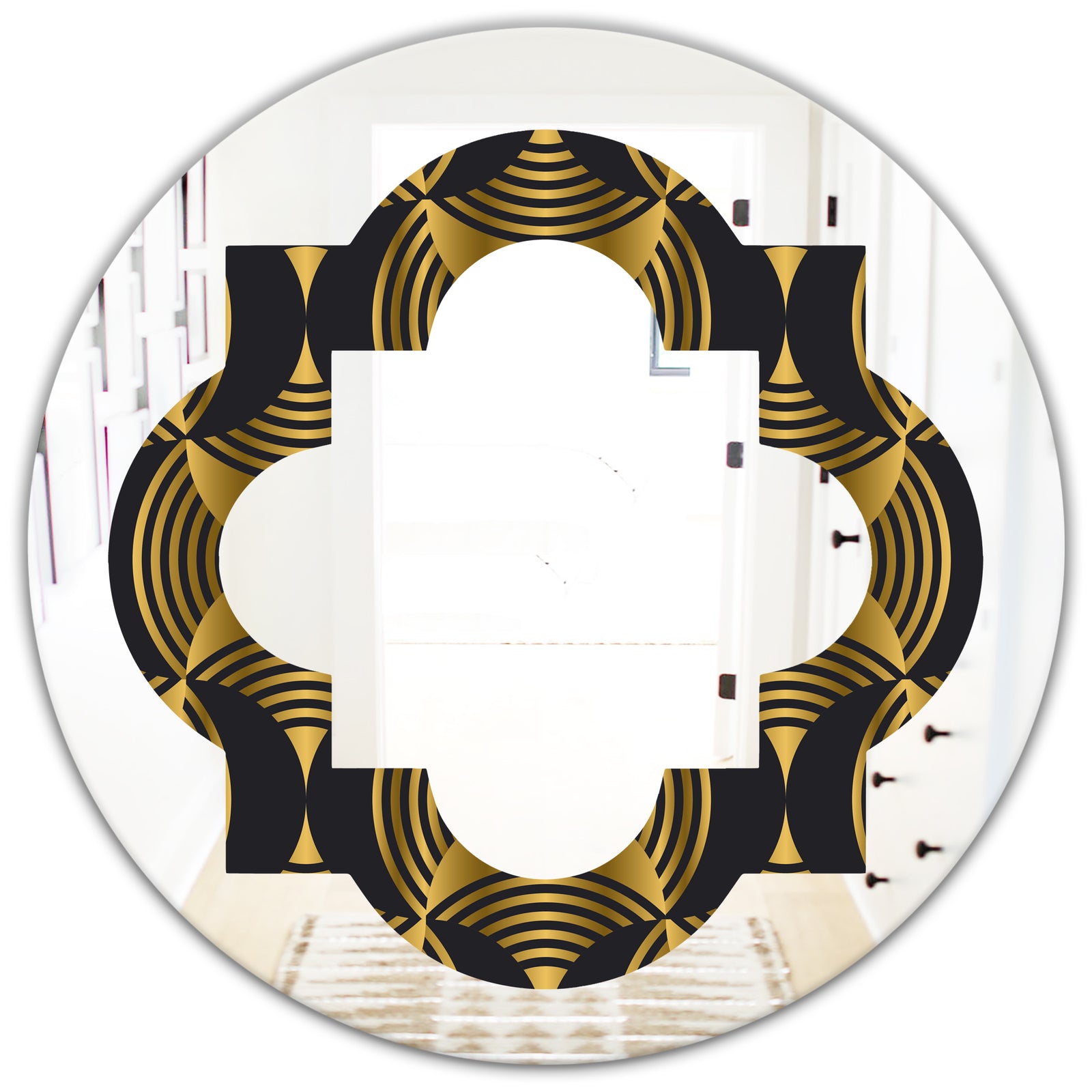 Art Deco style modern pattern - Modern Round or Oval Wall Mirror - Quatrefoil