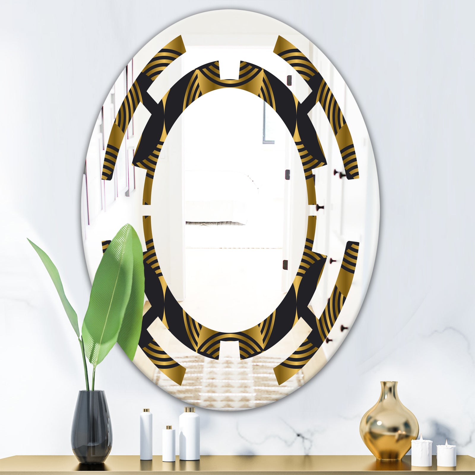 Art Deco style modern pattern - Modern Round or Oval Wall Mirror - Space