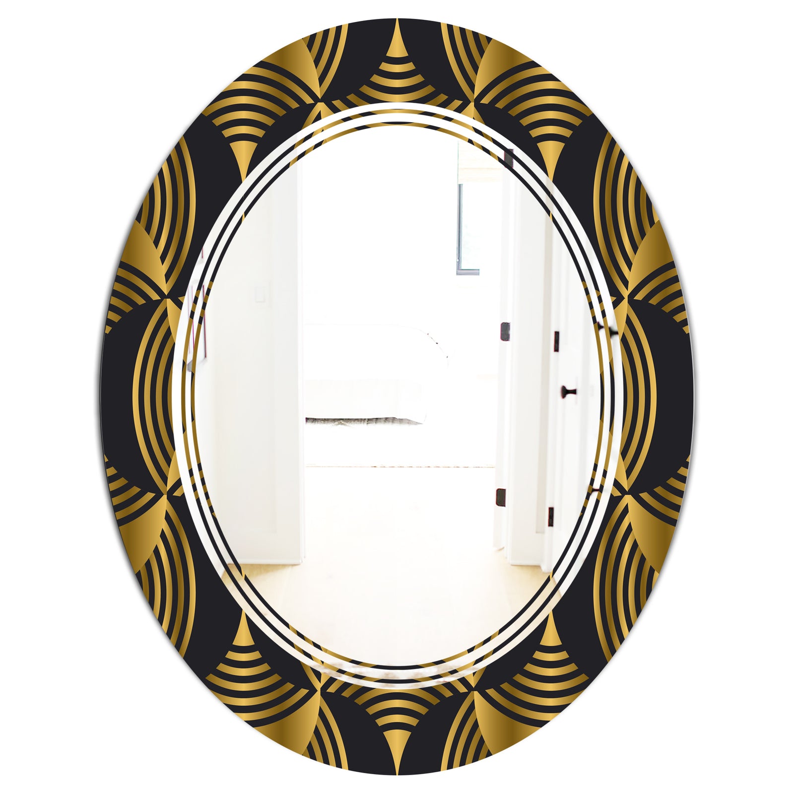 Art Deco style modern pattern - Modern Round or Oval Wall Mirror - Triple C