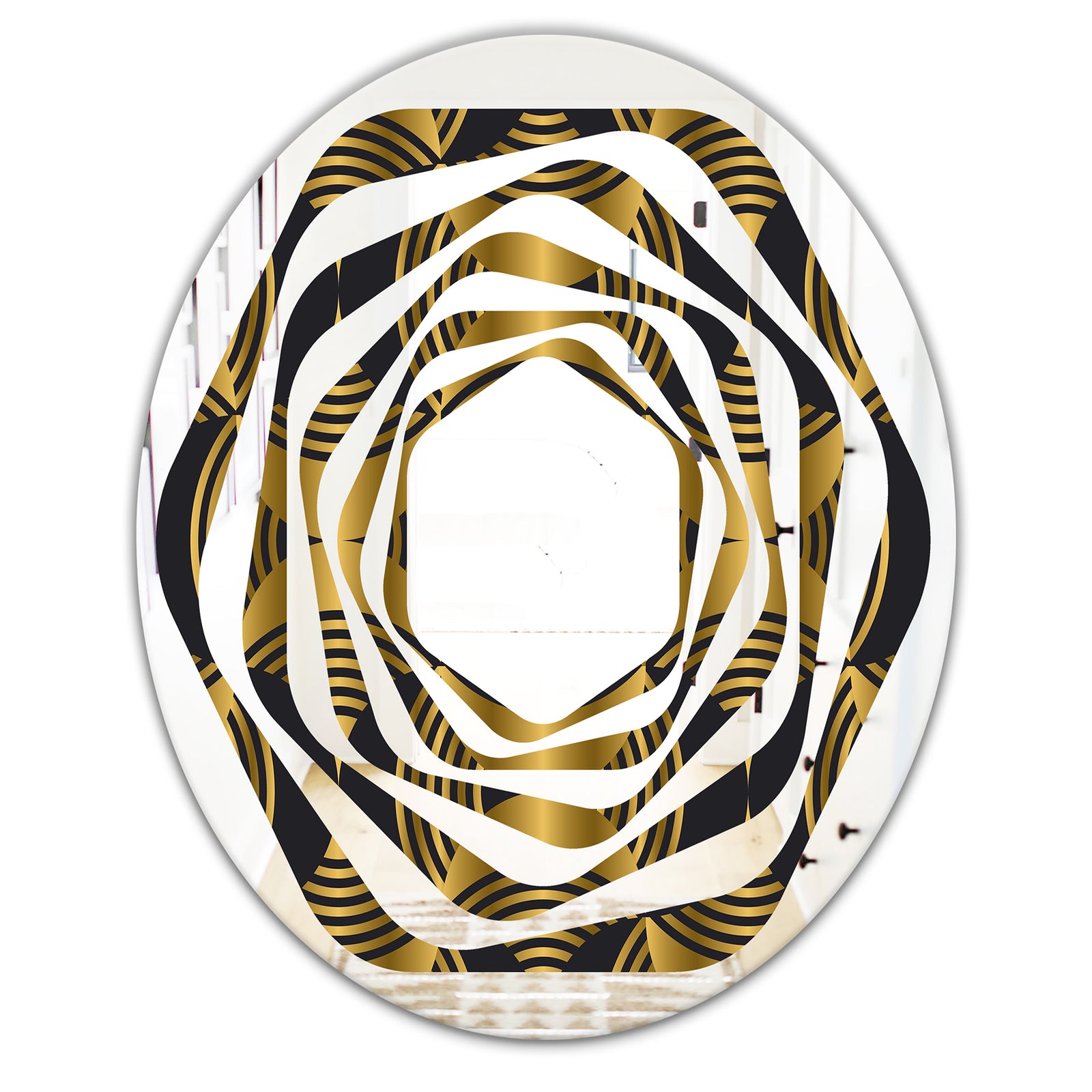 Art Deco style modern pattern - Modern Round or Oval Wall Mirror - Whirl