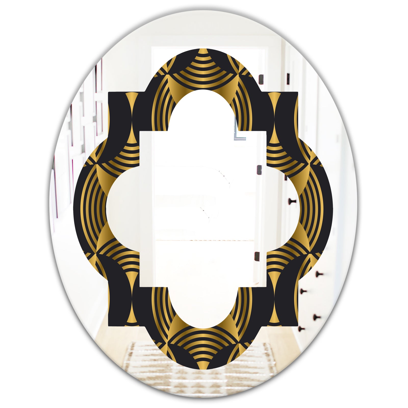 Art Deco style modern pattern - Modern Round or Oval Wall Mirror - Quatrefoil