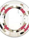 Folk flowers hand drawn pattern - Modern Round or Oval Wall Mirror - Space