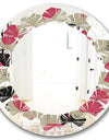 Folk flowers hand drawn pattern - Modern Round or Oval Wall Mirror - Leaves