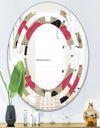 Folk flowers hand drawn pattern - Modern Round or Oval Wall Mirror - Space