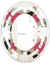 Folk flowers hand drawn pattern - Modern Round or Oval Wall Mirror - Space