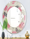Folk flowers hand drawn pattern - Modern Round or Oval Wall Mirror - Wave