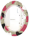 Folk flowers hand drawn pattern - Modern Round or Oval Wall Mirror - Triple C