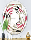 Folk flowers hand drawn pattern - Modern Round or Oval Wall Mirror - Whirl