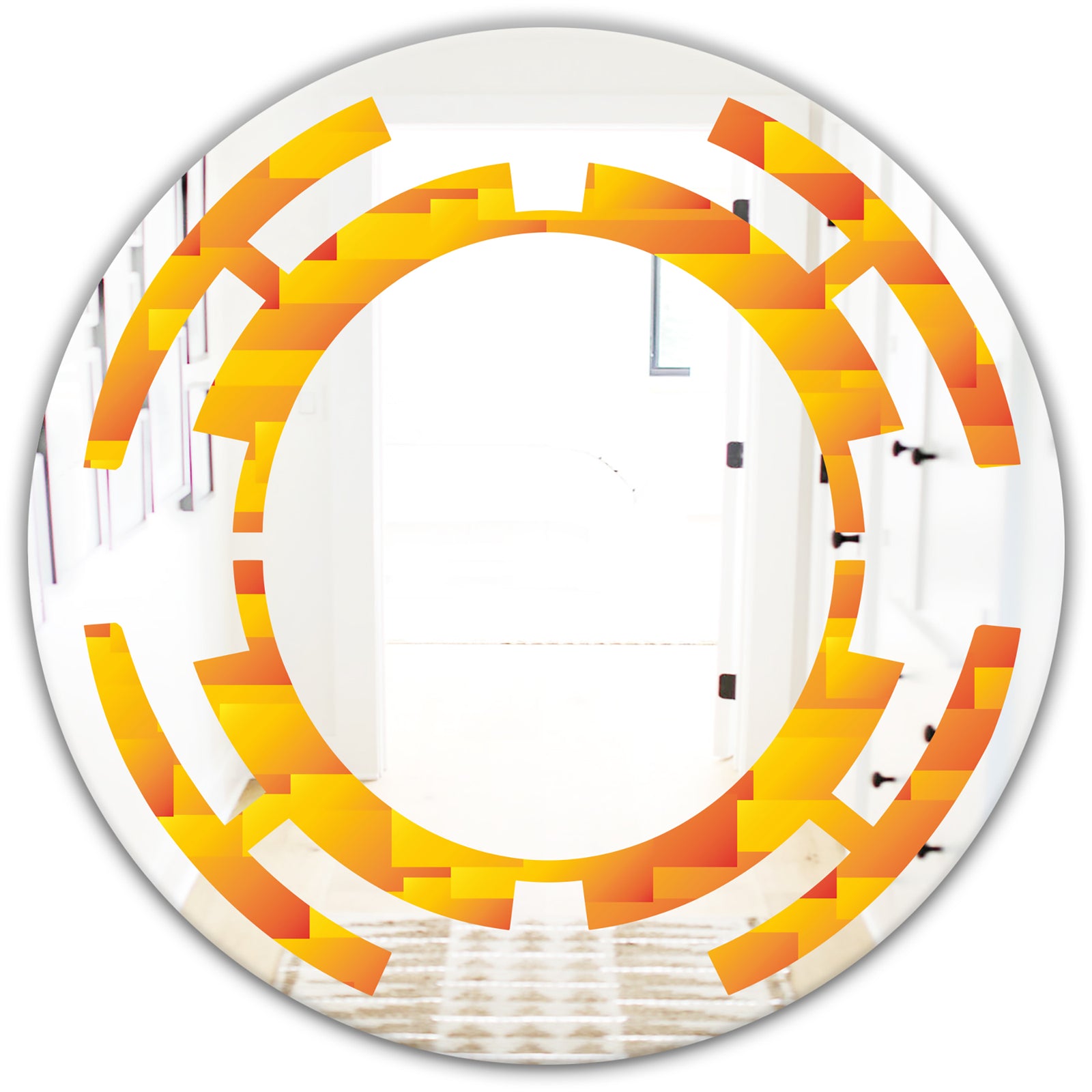 Retro Square Design VIII - Modern Round or Oval Wall Mirror - Space