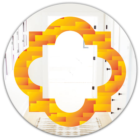 Retro Square Design VIII - Modern Round or Oval Wall Mirror - Quatrefoil