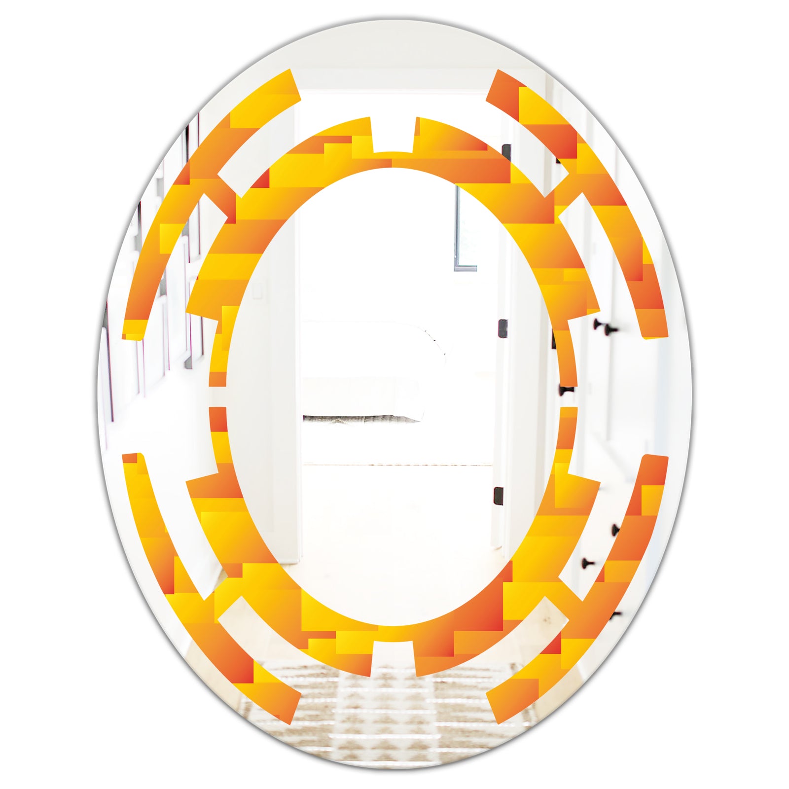 Retro Square Design VIII - Modern Round or Oval Wall Mirror - Space