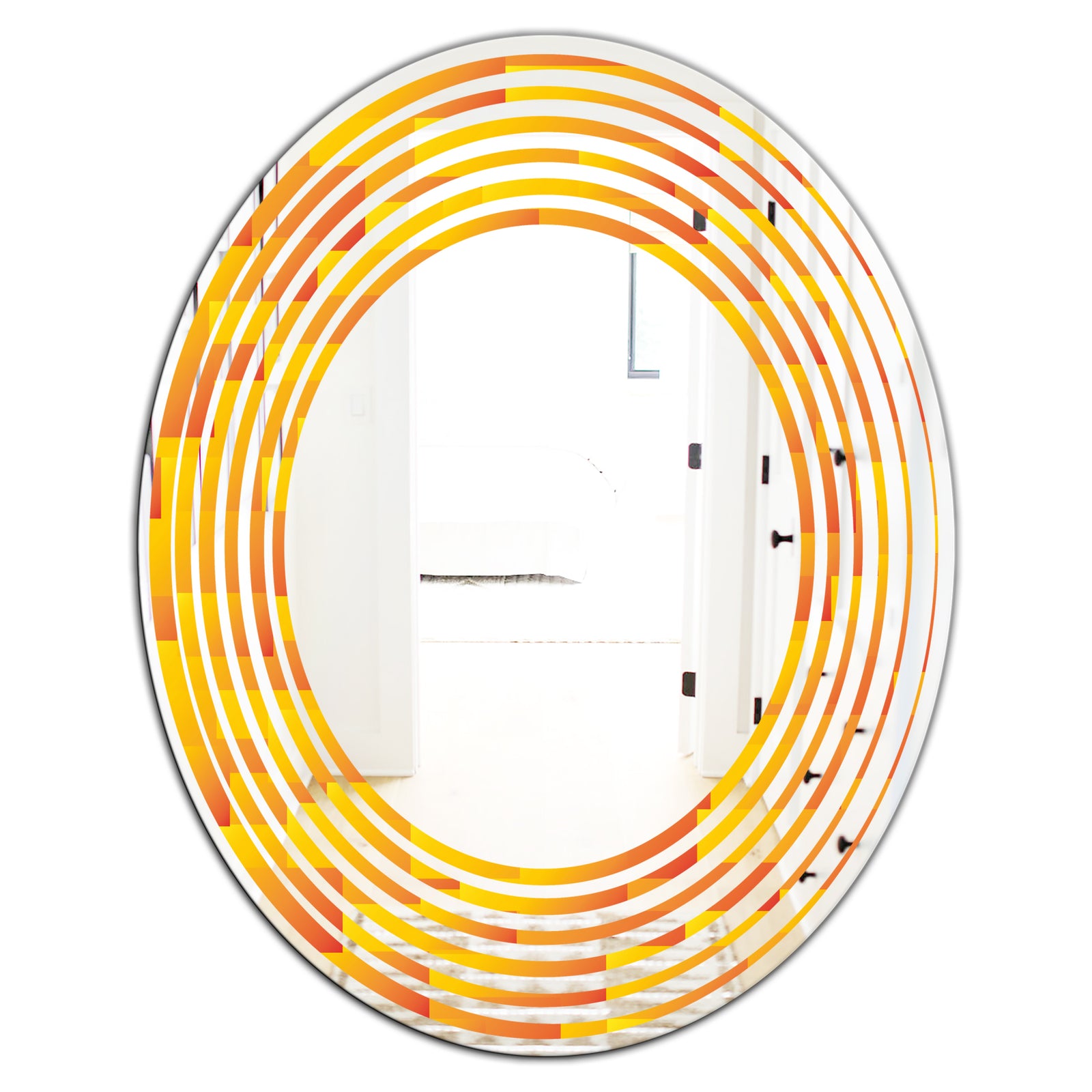 Retro Square Design VIII - Modern Round or Oval Wall Mirror - Wave