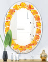 Retro Square Design VIII - Modern Round or Oval Wall Mirror - Leaves