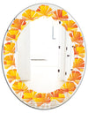 Retro Square Design VIII - Modern Round or Oval Wall Mirror - Leaves
