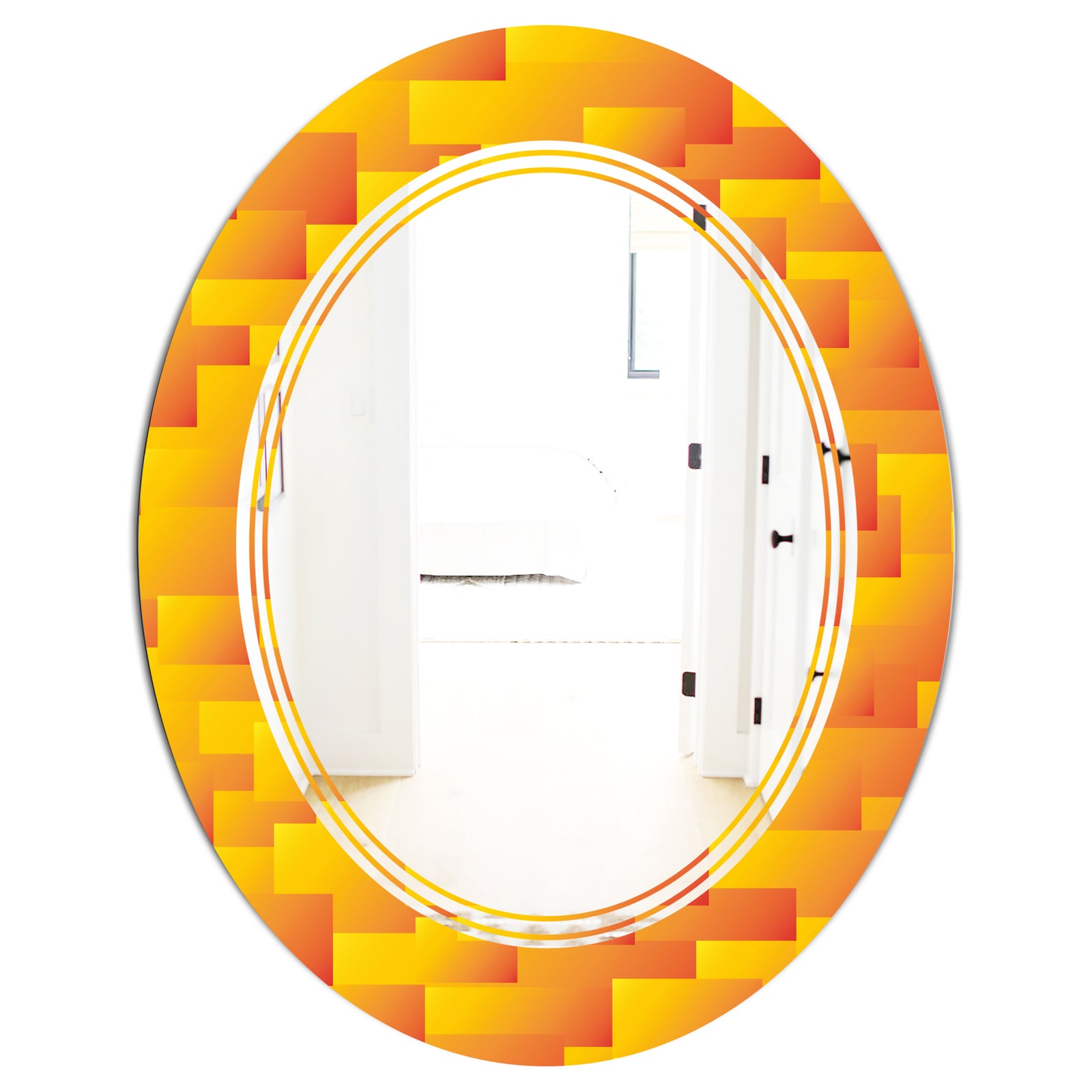 Retro Square Design VIII - Modern Round or Oval Wall Mirror - Triple C