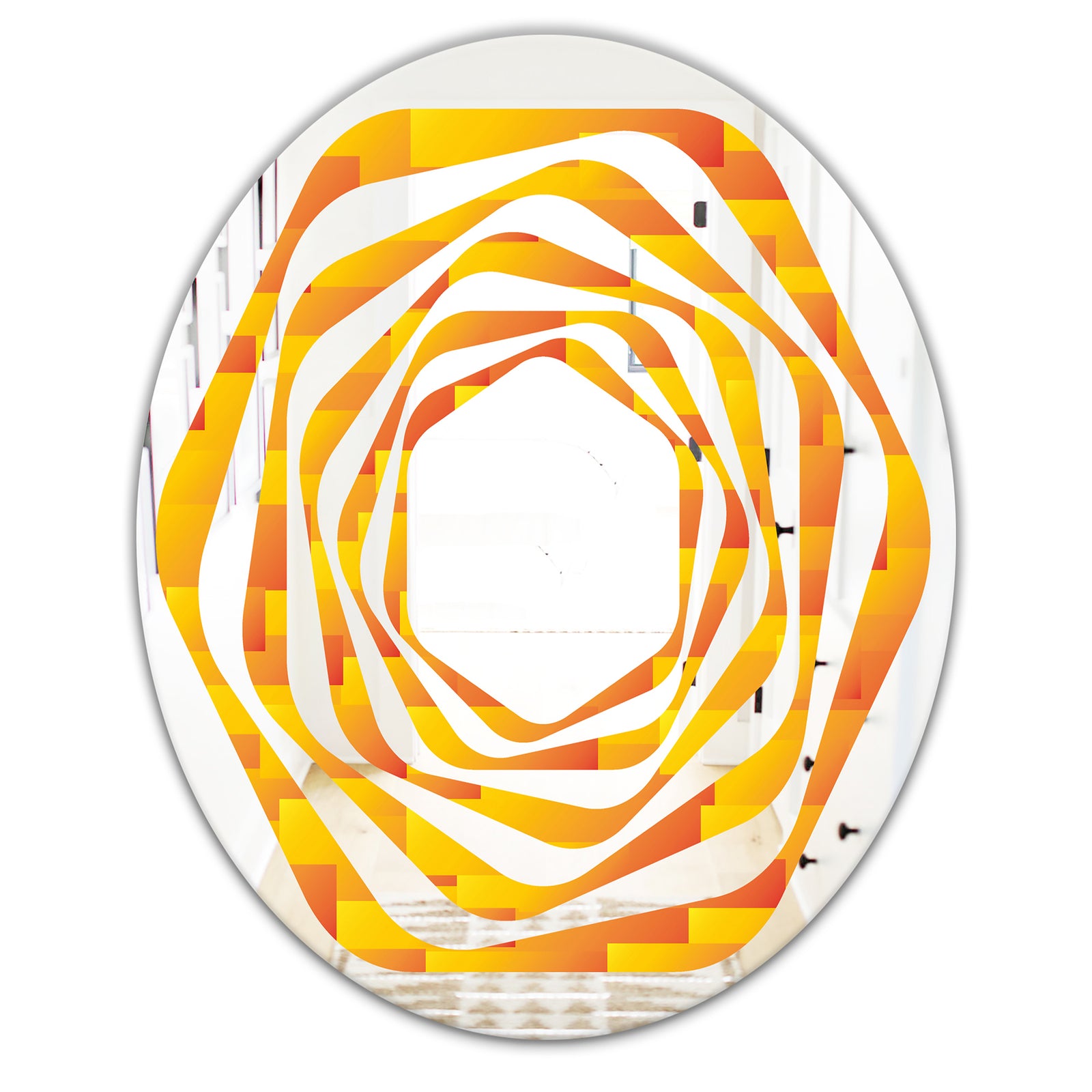 Retro Square Design VIII - Modern Round or Oval Wall Mirror - Whirl