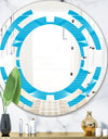 Light Blue Wave pattern - Modern Round or Oval Wall Mirror - Space