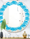 Light Blue Wave pattern - Modern Round or Oval Wall Mirror - Leaves