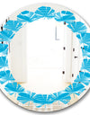 Light Blue Wave pattern - Modern Round or Oval Wall Mirror - Leaves