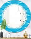 Light Blue Wave pattern - Modern Round or Oval Wall Mirror - Triple C