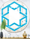 Light Blue Wave pattern - Modern Round or Oval Wall Mirror - Hexagon Star