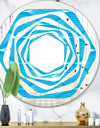 Light Blue Wave pattern - Modern Round or Oval Wall Mirror - Whirl